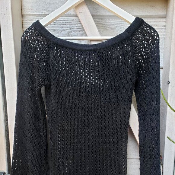 Black knit/mesh-y cover-up with side ties - Picture 1 of 10